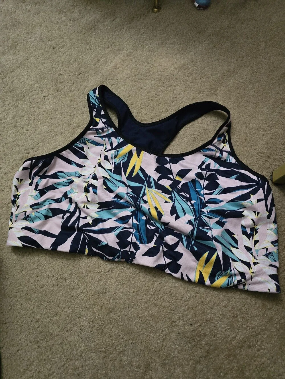 Old Navy Women’s Tropical Print Sports Bra - Pink & Navy 4x